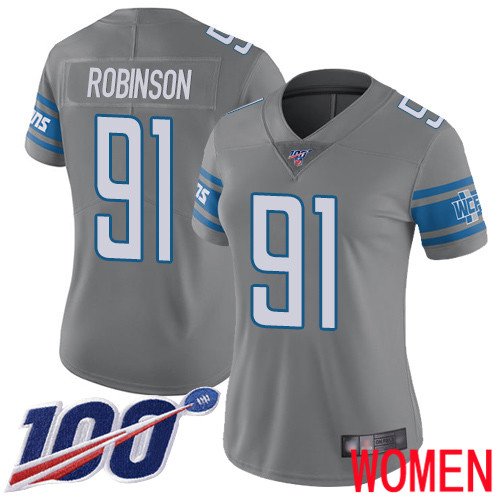 Detroit Lions Limited Steel Women Ahawn Robinson Jersey NFL Football #91 100th Season Rush Vapor Untouchable